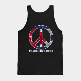 Peace Love Cuba Free Cuba Libre Cuban Flag Pride Vintage Tank Top